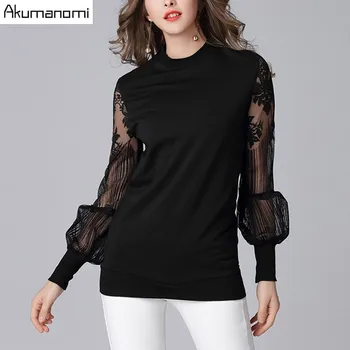 Spring Lace Patchwork Blouse Black O-neck Lantern Full Sleeve Tops Autumn Shirt Plus Size Fashion 5XL 4XL 3XL 2XL XL L New
Spring Lace Patchwork Blouse Black O-neck Lantern Full Sleeve Tops Autumn Shirt Plus Size Fashion 5XL 4XL 3XL 2XL XL L New