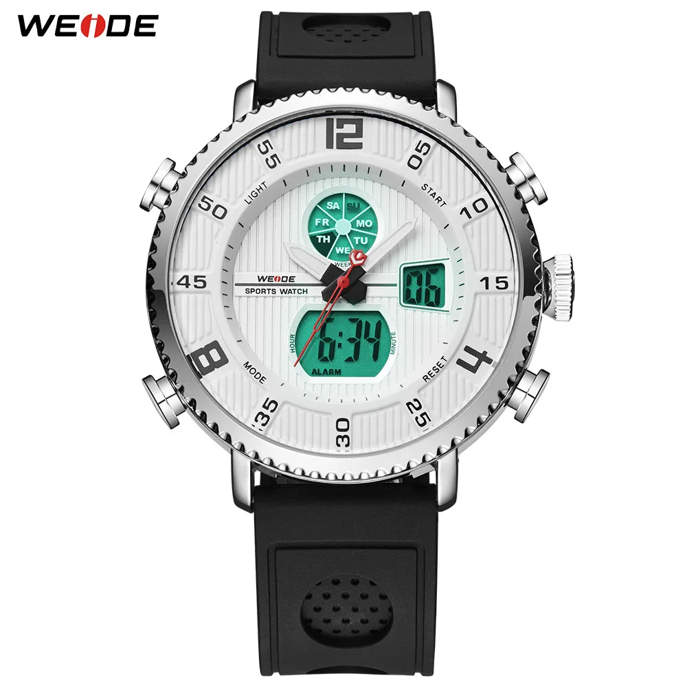 WEIDE Men Sport Casual Analog digital Display Stopwatch Quartz Luxury Brand Silicone Strap Military Wristwatch Relogio Masculino
WEIDE Men Sport Casual Analog digital Display Stopwatch Quartz Luxury Brand Silicone Strap Military Wristwatch Relogio Masculino