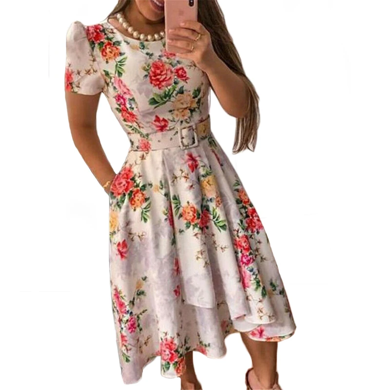 Women Summer Boho Short Midi Dress Flower print Fashion New Short sleeve ruffle vestidos with belt Slim holiday casual clothes
Women Summer Boho Short Midi Dress Flower print Fashion New Short sleeve ruffle vestidos with belt Slim holiday casual clothes