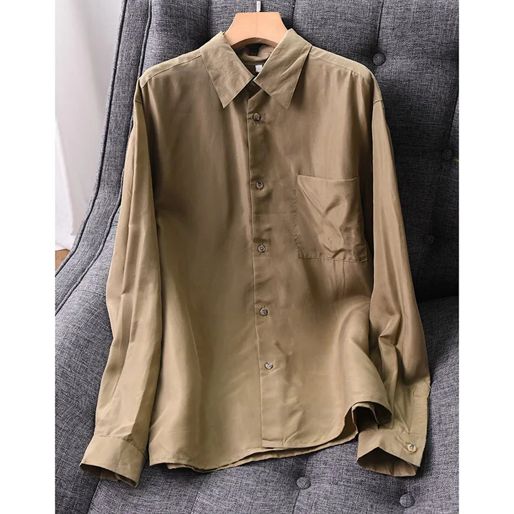 Women Summer Silk Blouse Long sleeve office wear casual natural silk blouses Khaki Beige real silk shirt tops
Women Summer Silk Blouse Long sleeve office wear casual natural silk blouses Khaki Beige real silk shirt tops