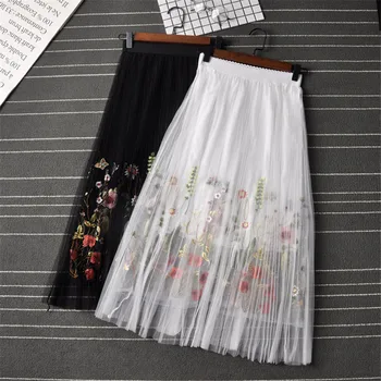 Summer Embroidered Flowers Gauze Long Pleated Skirt Floral Fairy High Elastic Waisted Tutu Tulle Skirts
Summer Embroidered Flowers Gauze Long Pleated Skirt Floral Fairy High Elastic Waisted Tutu Tulle Skirts
