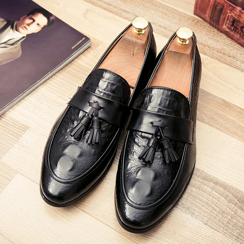 mens tassel shoes leather italian formal snake fish skin dress office footwear luxury brand fashion elegant oxford shoes for men (42)