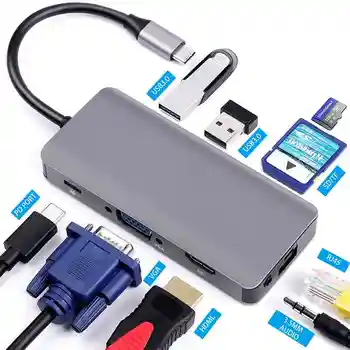 9-in-1 USB HUB type c hub to HDMI USB 3.0 VGA RJ45 Adapter Dock for MacBook Pro Accessories Type C 3.1 Splitter Multi USB C HUB
9-in-1 USB HUB type c hub to HDMI USB 3.0 VGA RJ45 Adapter Dock for MacBook Pro Accessories Type C 3.1 Splitter Multi USB C HUB
