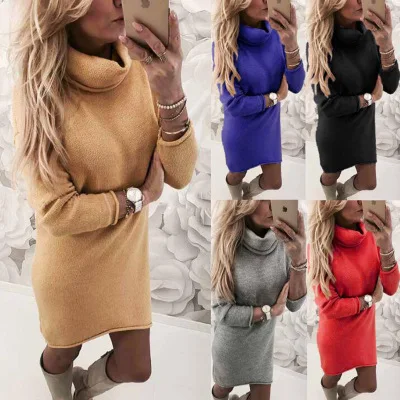 Women Long Sleeve Turtleneck Dresses Plus Size Basic Dress Ladies Casual Vestidos
Women Long Sleeve Turtleneck Dresses Plus Size Basic Dress Ladies Casual Vestidos