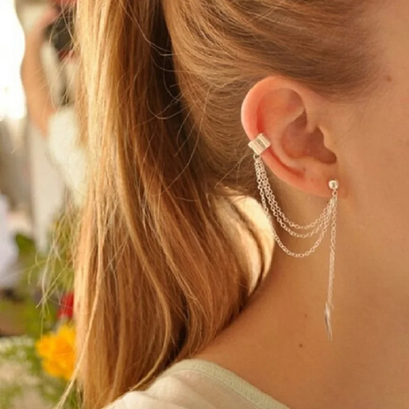 Ear Clip Fashion Personality Metal Leaf Single Tassel Earrings Cuffs For Women And Girls Clip On The Ears Ear Cuff Jewelry
Ear Clip Fashion Personality Metal Leaf Single Tassel Earrings Cuffs For Women And Girls Clip On The Ears Ear Cuff Jewelry