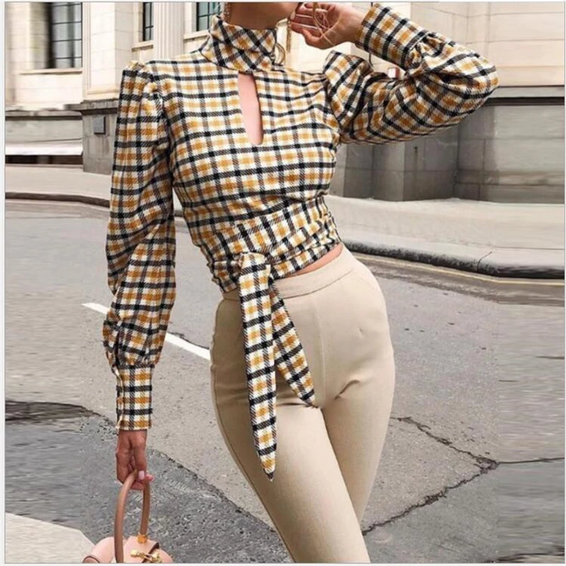 Women Blouse Shirt Long Sleeve Plaid Blouse Standing collar Shirts Casual Tops Blouse et Chemisier Femme Blusas Mujer de Moda C9
Women Blouse Shirt Long Sleeve Plaid Blouse Standing collar Shirts Casual Tops Blouse et Chemisier Femme Blusas Mujer de Moda C9