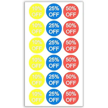 10% 25% 50% Percent Off Stickers 3/4 Inch 1500 Adhesive Discount Stickers, Yellow, Blue, Red With White Lettering
10% 25% 50% Percent Off Stickers 3/4 Inch 1500 Adhesive Discount Stickers, Yellow, Blue, Red With White Lettering