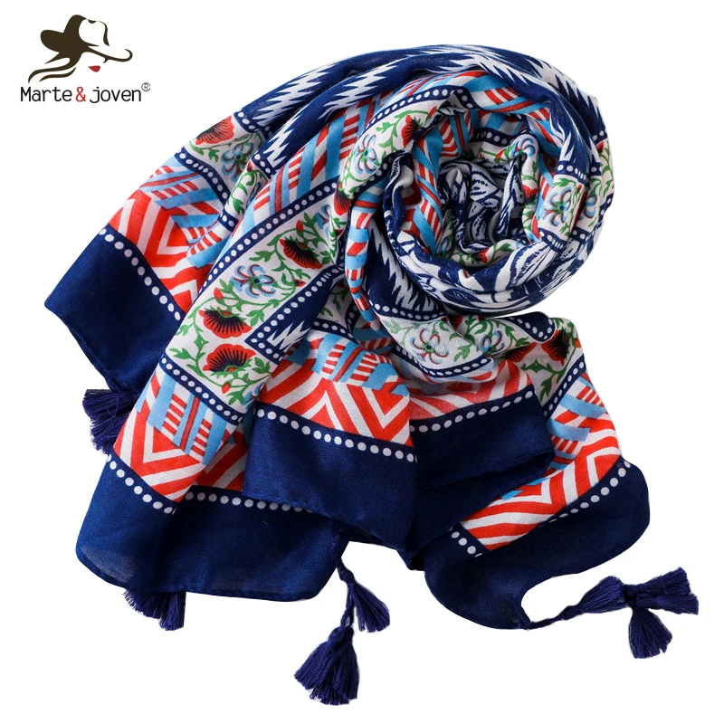 Marte&Joven Ethnic Style Floral Print Navy Blue Scarves Pashmina for Women Big Size Wave Pattern Autumn Winter Warm Thick Shawls
Marte&Joven Ethnic Style Floral Print Navy Blue Scarves Pashmina for Women Big Size Wave Pattern Autumn Winter Warm Thick Shawls