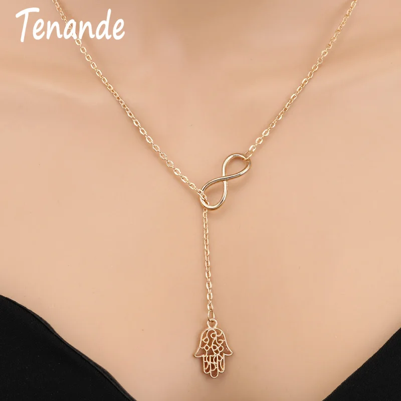 Tenande New Fashion Punk Gold Color Clavicle Chain Small Infinity Hamsa Hand Necklaces & Pendants for Women Accessories Gift
Tenande New Fashion Punk Gold Color Clavicle Chain Small Infinity Hamsa Hand Necklaces & Pendants for Women Accessories Gift
