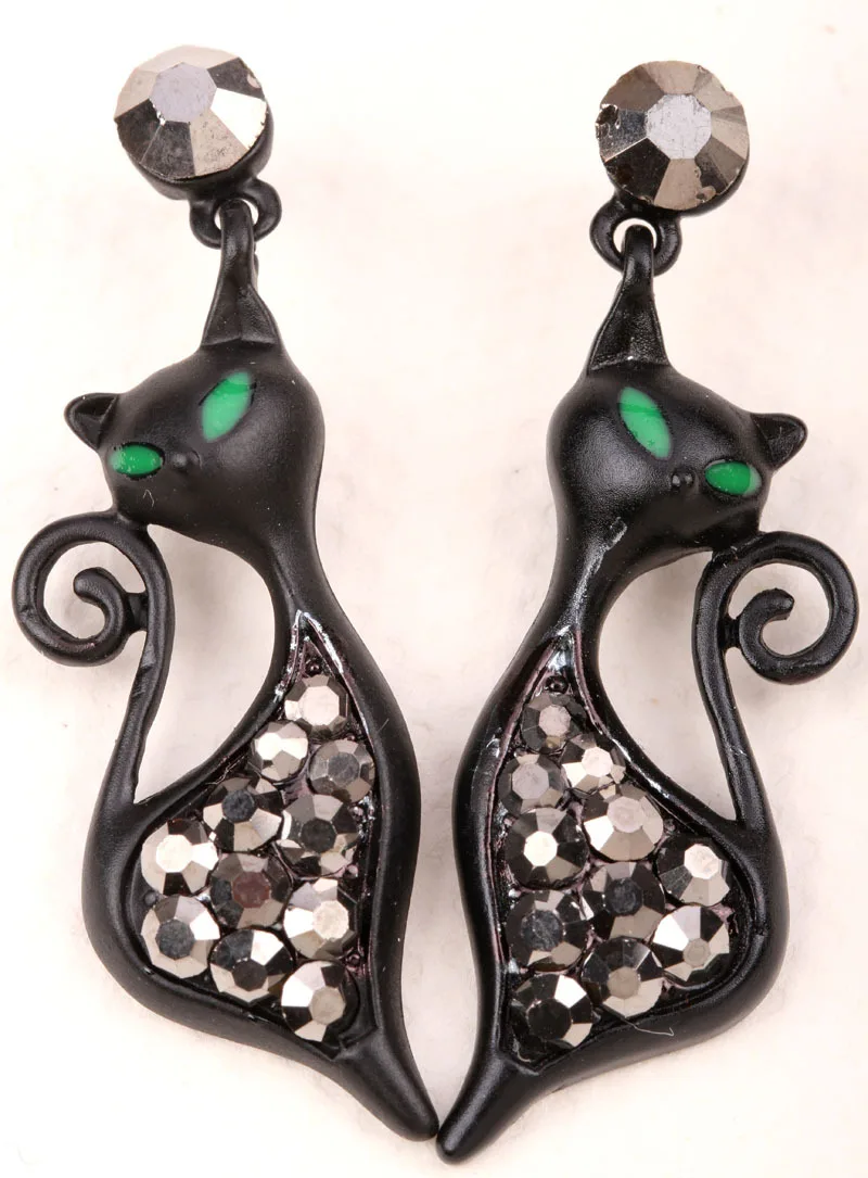 Cat dangle earrings cute bling jewelry halloween gifts for women girls wholesale dropship MWE06 black gold silver tone
Cat dangle earrings cute bling jewelry halloween gifts for women girls wholesale dropship MWE06 black gold silver tone