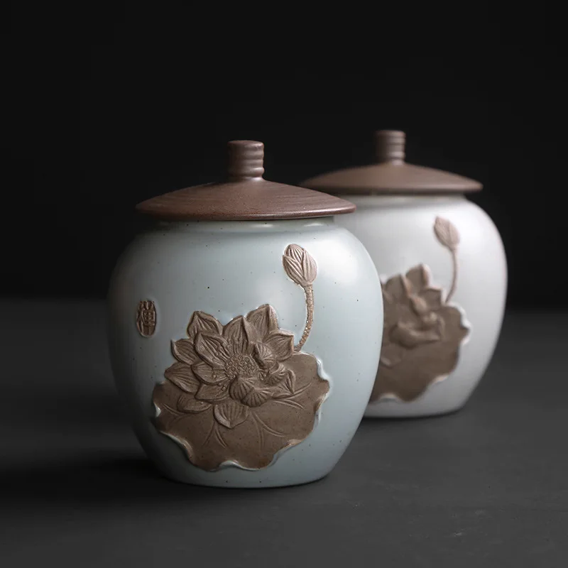 retro style pottery tea canister in the small ceramic sealing canister pu 'er red green tea moisture-proof canister
retro style pottery tea canister in the small ceramic sealing canister pu 'er red green tea moisture-proof canister