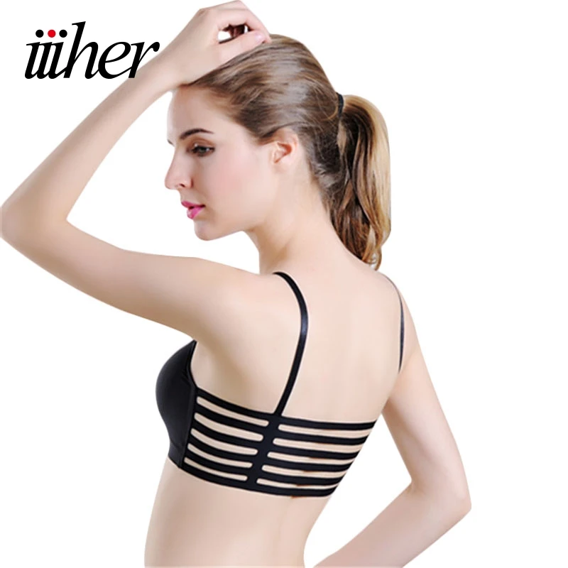 Image 2016 Hot Sexy Summer Women Seamless Hollow Bandage Push Up Tank Top lo Shi Cotton Slim Vest Bra With Chest Pad