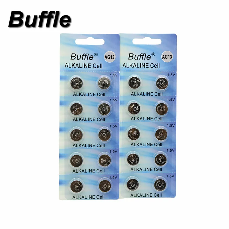New Buffle 100pcs/10packs AG13 LR44 357A S76E G13 Button Coin Cell Battery 1.5V Alkaline Batteries Wholesale | Электроника
