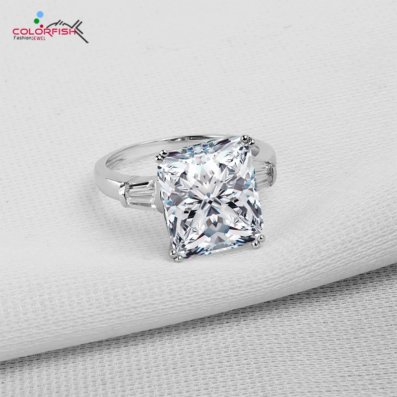 COLORFISH Women's Square 5 ct Three Stone Big Jewelry Ring 100% 925 Sterling Silver Simulated SONA Engagement Wedding Band Ring
COLORFISH Women's Square 5 ct Three Stone Big Jewelry Ring 100% 925 Sterling Silver Simulated SONA Engagement Wedding Band Ring