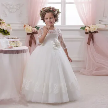Flower Girl Dresses For Wedding 3/4 Sleeves Lace Bow Ball Gown First Communion Dress Children Birthday Party Pageant Gown
Flower Girl Dresses For Wedding 3/4 Sleeves Lace Bow Ball Gown First Communion Dress Children Birthday Party Pageant Gown