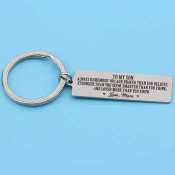 

To My Son Keychains Always Remember That You Are Strong And Brave Son Birthday Gift From Daddy Key Ring Men Gifts Jewelry