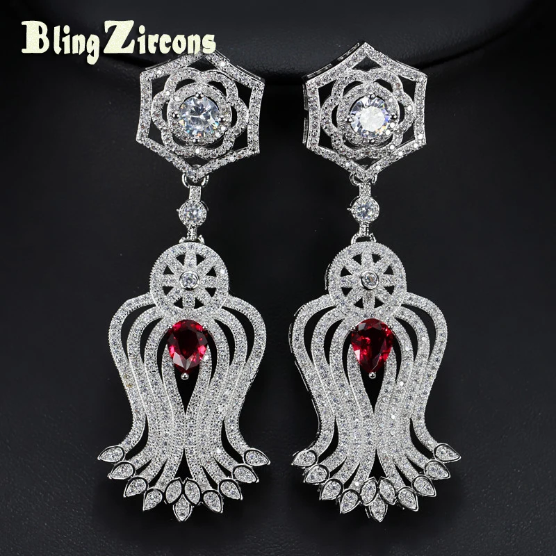 BeaQueen Unique Big Long Statement Drop Earrings Rose Red Cubic Zirconia Micro Pave CZ Crystal Earings Costume Jewelery E134
BeaQueen Unique Big Long Statement Drop Earrings Rose Red Cubic Zirconia Micro Pave CZ Crystal Earings Costume Jewelery E134