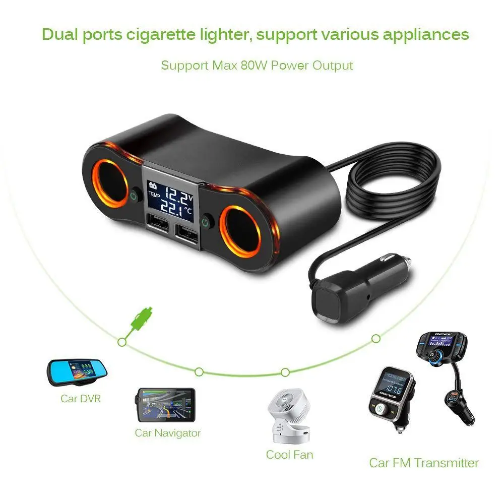 Socket Cigarette Lighter Splitter ZNB02 On-board charger for one trailer and two trailers Charging of Automobile Mobile Phone
Socket Cigarette Lighter Splitter ZNB02 On-board charger for one trailer and two trailers Charging of Automobile Mobile Phone