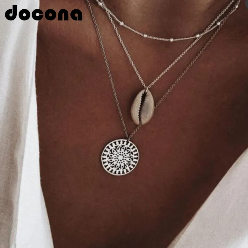 docona Ethnic Silver Color Beach Hollow Sun Shell Pendant Necklace for Women Girl Geometric Mutil-Layer Choker Necklaces 3395
docona Ethnic Silver Color Beach Hollow Sun Shell Pendant Necklace for Women Girl Geometric Mutil-Layer Choker Necklaces 3395