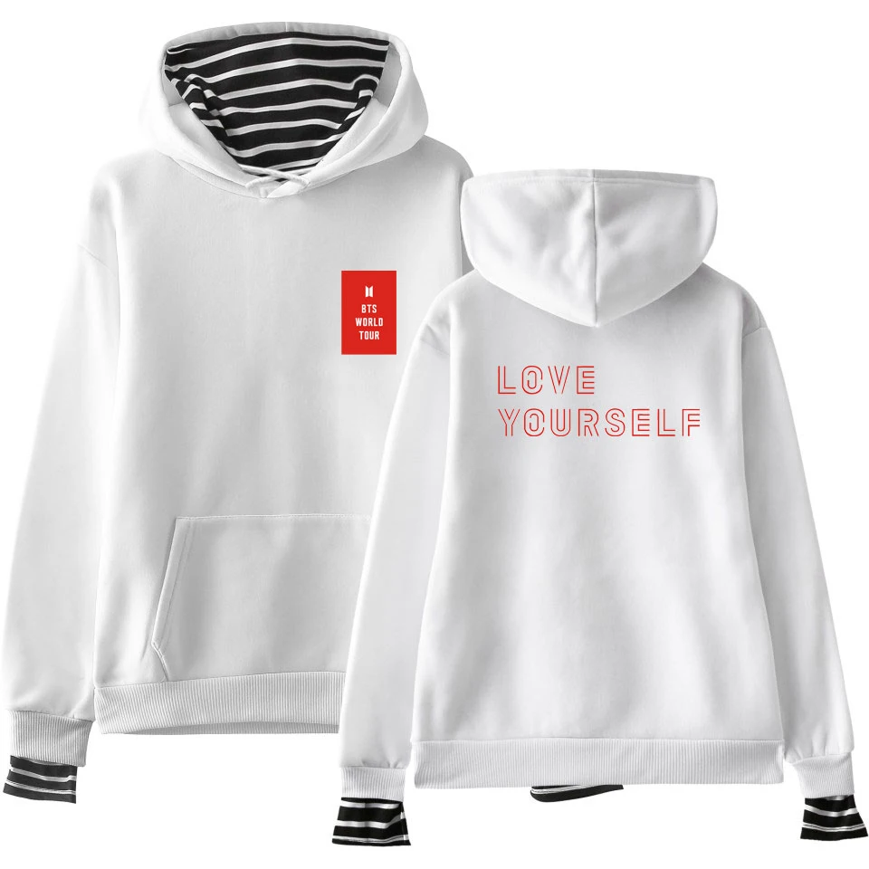 BTS Love Yourself Fake Two Pieces Hoodie Sweatshirt 2019 Bangtan Fashion New Hoodie Sweatshirt K-pop Hip Hop Hoodie Sweatshirt
BTS Love Yourself Fake Two Pieces Hoodie Sweatshirt 2019 Bangtan Fashion New Hoodie Sweatshirt K-pop Hip Hop Hoodie Sweatshirt