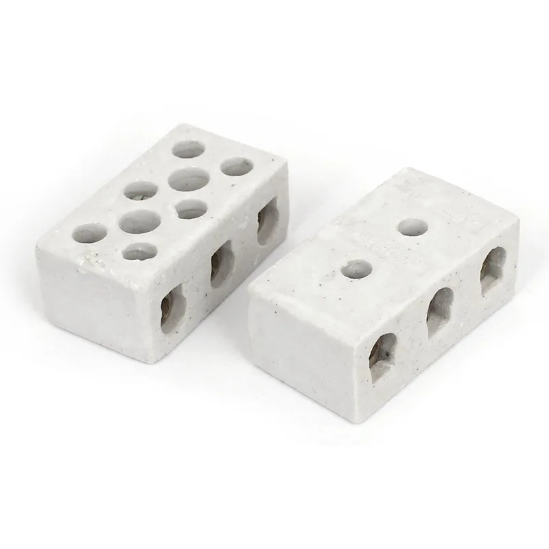 

2 Pcs 250V 30A 3W8H High Temperature Ceramic Connector Block White