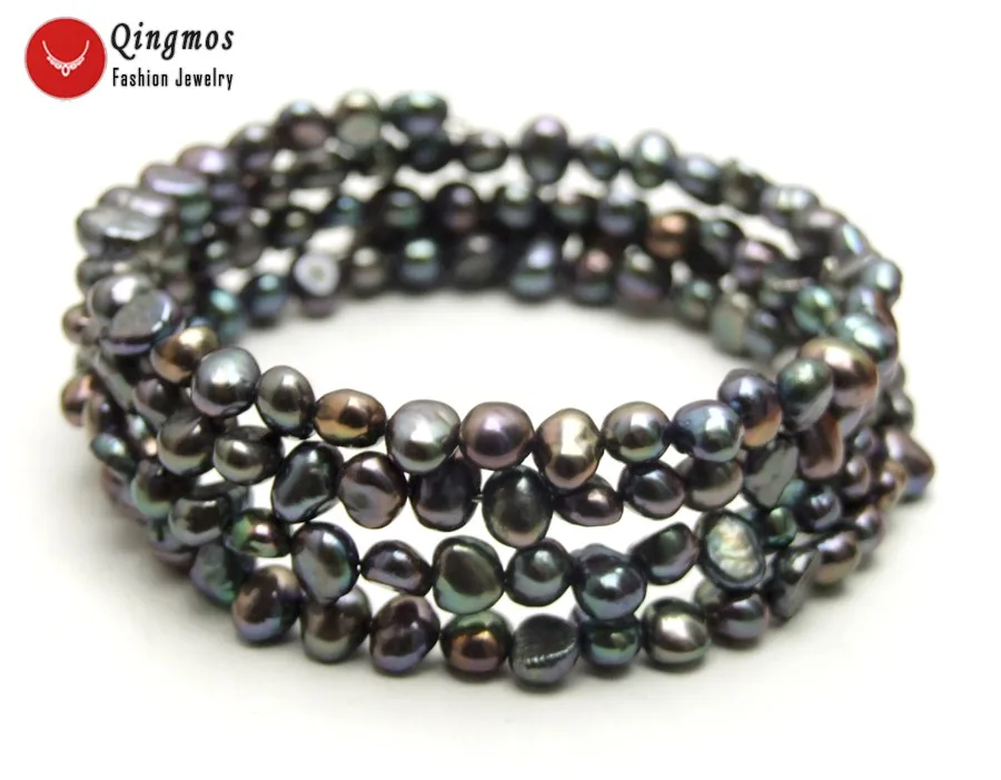 Qingmos Natural Pearl Bracelets for Women with 4-5mm Baroque Black Pearl Steel Wire Wrap Bracelet Fine Jewelry 28'' bra451
Qingmos Natural Pearl Bracelets for Women with 4-5mm Baroque Black Pearl Steel Wire Wrap Bracelet Fine Jewelry 28'' bra451