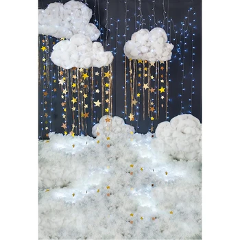 Colorwonder Twinkle Twinkle Stars White Cotton Clouds with Golden Star Rain 5x7ft Blue Curtain with Lights Backdrop for Newborn
Colorwonder Twinkle Twinkle Stars White Cotton Clouds with Golden Star Rain 5x7ft Blue Curtain with Lights Backdrop for Newborn
