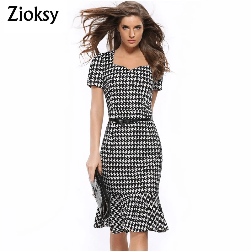 Zioksy Womens Elegant Vintage Houndstooth Print Square Neck Pinup Mermaid Casual Party Pencil Sheath Summer Dress
Zioksy Womens Elegant Vintage Houndstooth Print Square Neck Pinup Mermaid Casual Party Pencil Sheath Summer Dress