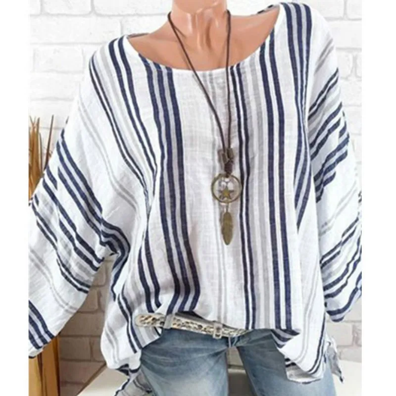 S-5XL Plus Size Shirts Harajuku Spring Summer Blouses Tunic New Large Size Womens Tops Stripe Printed Loose Shirt Top White Blue
S-5XL Plus Size Shirts Harajuku Spring Summer Blouses Tunic New Large Size Womens Tops Stripe Printed Loose Shirt Top White Blue