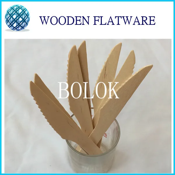

2,000 pcs Eco-Friendly Disposable Wooden Knife Heavy Weight 100 / Pack 6 1/2" Flatware cutlery birch wood dessert