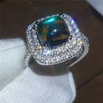 

Wholesale Female 925 Sterling silver ring Colorful Ammolite Opal Cz Engagement wedding band rings for women Anniversary Jewelry