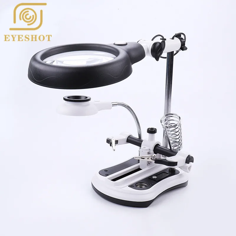 LED Light Magnifying 2.5X 5X 6X 10X &Table Lamp Helping Hand Repair Clamp Alligator Auxiliary Stand Desktop Magnifying Glasses
LED Light Magnifying 2.5X 5X 6X 10X &Table Lamp Helping Hand Repair Clamp Alligator Auxiliary Stand Desktop Magnifying Glasses