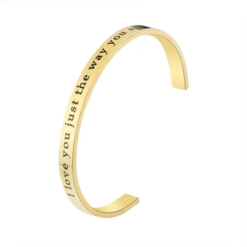 GORGEOUS TALE 2019 Hot 304L Stainless Steel Engraved Positive Inspirational Quote Cuff Bracelet Mantra Bracelet Bangle for Women 
GORGEOUS TALE 2019 Hot 304L Stainless Steel Engraved Positive Inspirational Quote Cuff Bracelet Mantra Bracelet Bangle for Women