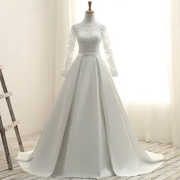 Holievery Long Sleeves Satin Boho Wedding Dress with Button 2019 Ivory Lace Up Beach Wedding Gowns with Lace Appliques Gelinlik
Holievery Long Sleeves Satin Boho Wedding Dress with Button 2019 Ivory Lace Up Beach Wedding Gowns with Lace Appliques Gelinlik