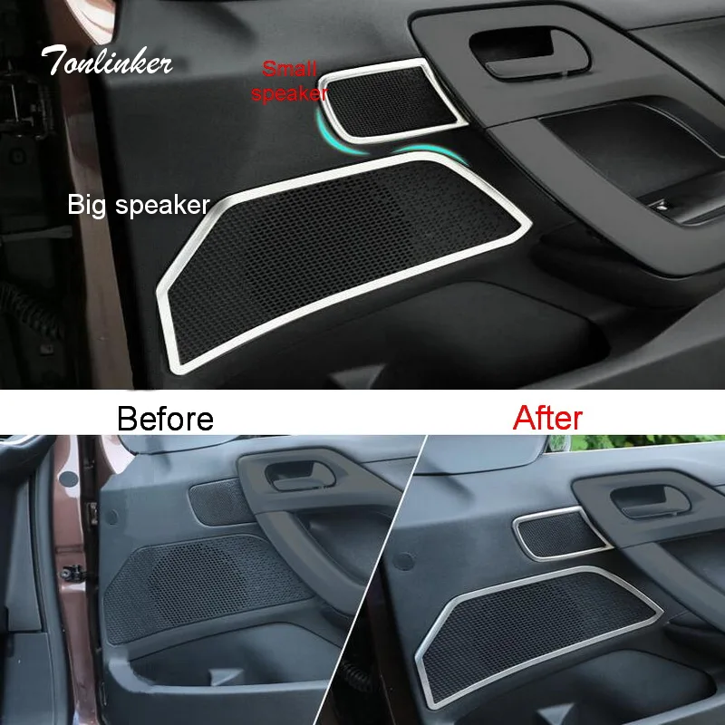 Tonlinker Cover sticker for Peugeot 2008 2014 Car styling 4 pcs stainless steel Small/Big speaker position cover case stickers
Tonlinker Cover sticker for Peugeot 2008 2014 Car styling 4 pcs stainless steel Small/Big speaker position cover case stickers
