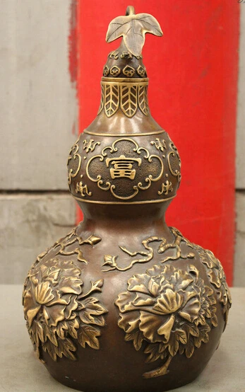 shitou 002962 16" Chinese Buddhism Talisman Pure Bronze Fortune Peony FengShui Gourd Statue
shitou 002962 16" Chinese Buddhism Talisman Pure Bronze Fortune Peony FengShui Gourd Statue