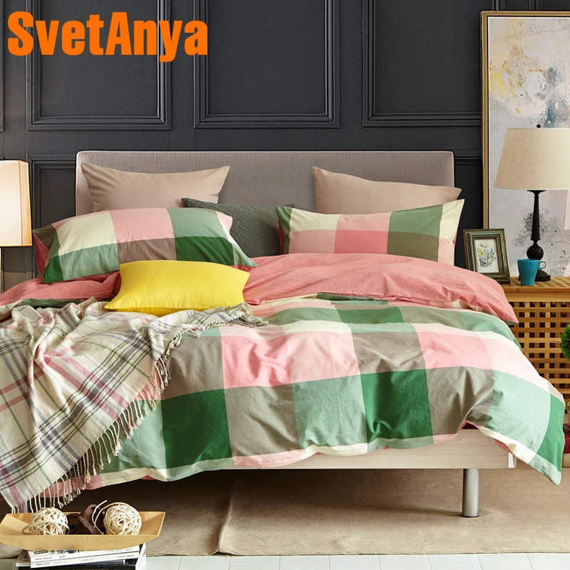 Svetanya 100 Washed Cotton Linens Pink Green Plaid Printed Bedding Sets (Pillowcase +flat or fitted Sheet +Duvet Cover )
Svetanya 100 Washed Cotton Linens Pink Green Plaid Printed Bedding Sets (Pillowcase +flat or fitted Sheet +Duvet Cover )