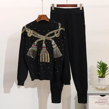 Autumn Winter Women Set Beading Long sleeve Knitted Sweater+Trousers Two Piece Casual Pants Suit Tracksuits Pullover Tops 2pcs
Autumn Winter Women Set Beading Long sleeve Knitted Sweater+Trousers Two Piece Casual Pants Suit Tracksuits Pullover Tops 2pcs