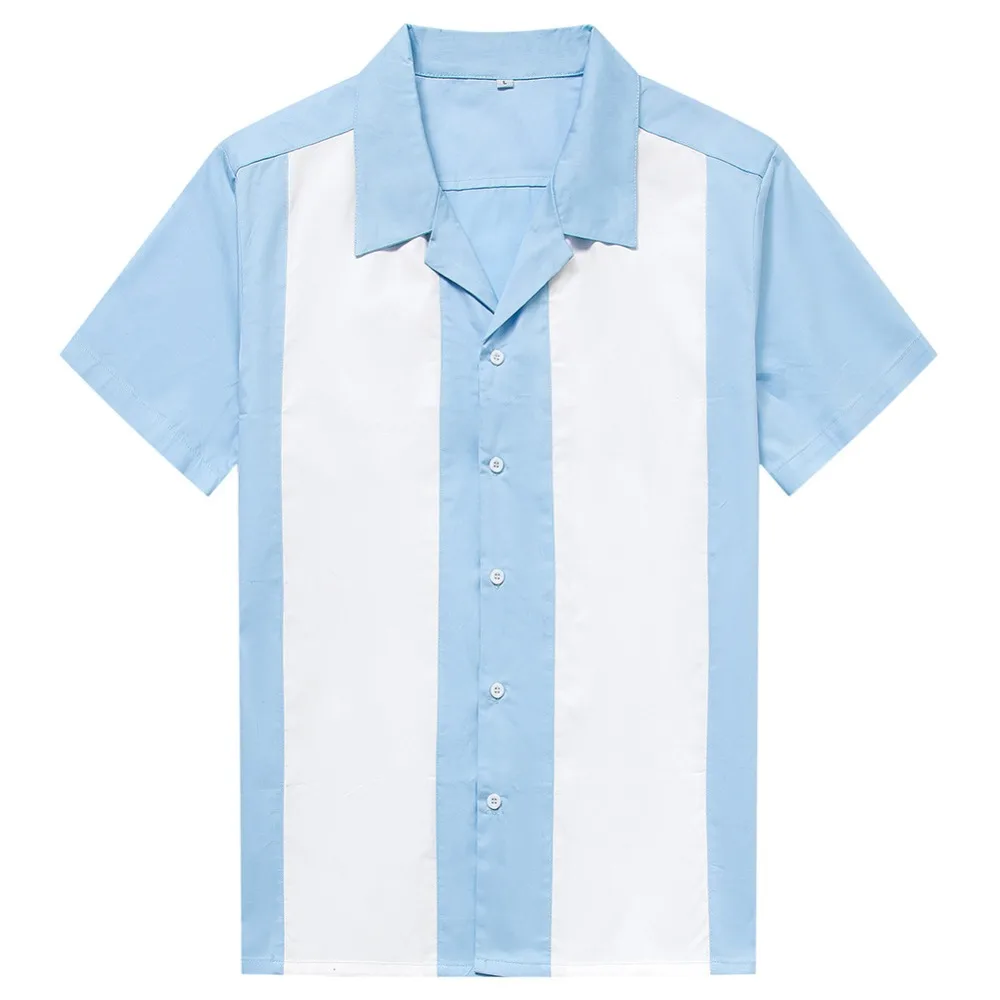 Blouse Men Blue White Vertical Striped Shirt Men's Designer Shirts Short Sleeve Button-Down Dress Camiseta Retro Hombre Bowling
Blouse Men Blue White Vertical Striped Shirt Men's Designer Shirts Short Sleeve Button-Down Dress Camiseta Retro Hombre Bowling