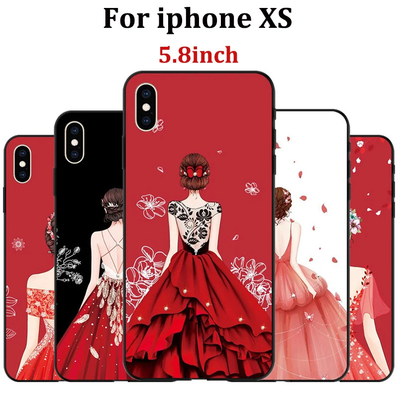 5.8" For iphone XS Case pretty lady soft phone iphoneXS Cover Protection Shell 10S fundas case iphone10s coque | Мобильные