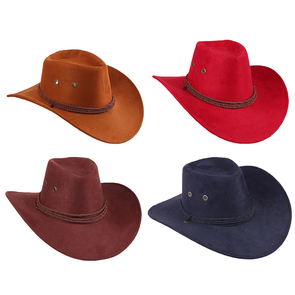 New Western Cowboy Cowgirl Hat Hero Style Retro Black Brown Red Faux Leather Men Women Riding Cap Wide Brim 58CM
New Western Cowboy Cowgirl Hat Hero Style Retro Black Brown Red Faux Leather Men Women Riding Cap Wide Brim 58CM