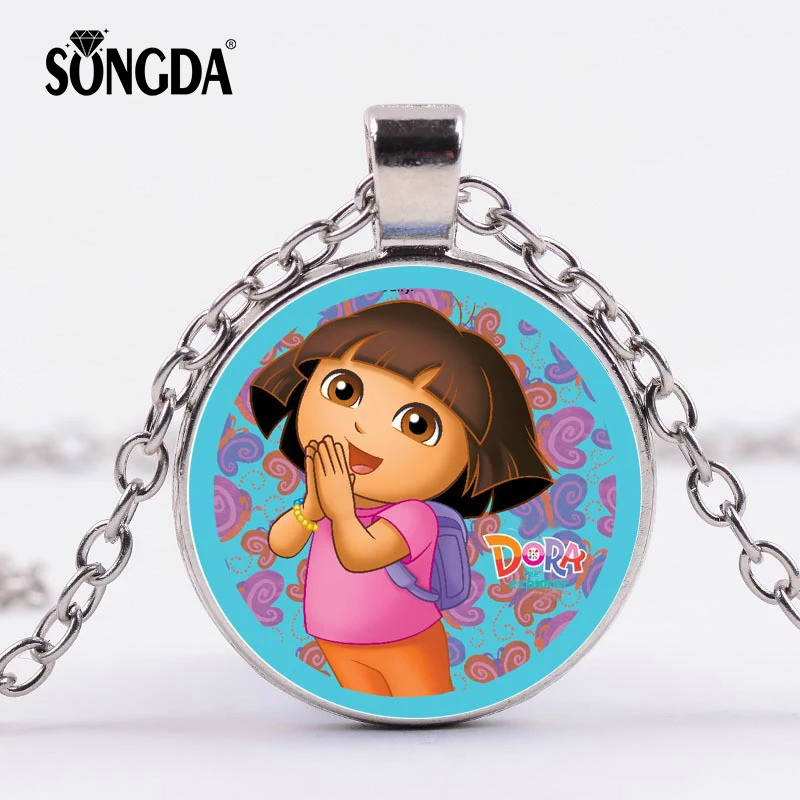 SONGDA Dora the Explorer Cartoon Necklace Smart Brave Little Girl Dora Glass Cabochon Necklaces Pendants Kids Jewelry Xmas Gift
SONGDA Dora the Explorer Cartoon Necklace Smart Brave Little Girl Dora Glass Cabochon Necklaces Pendants Kids Jewelry Xmas Gift