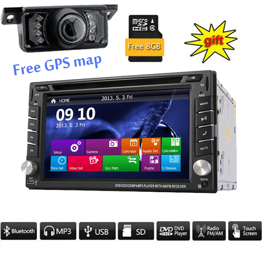 Car gps Radio 2din Car DVD CD Player GPS Navigation In dash Car PC Stereo video Map+Free GPS map card Bluetooth USB +free camera
Car gps Radio 2din Car DVD CD Player GPS Navigation In dash Car PC Stereo video Map+Free GPS map card Bluetooth USB +free camera