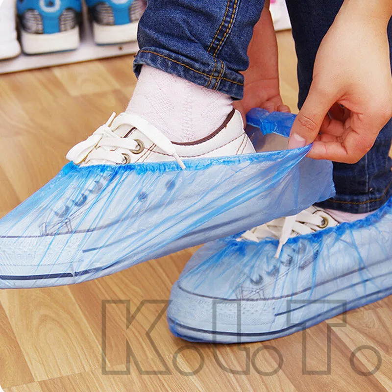 200PCS Disposable Waterproof Boot Cover Shoe Covers Carpet Cleaning Blue Cute
