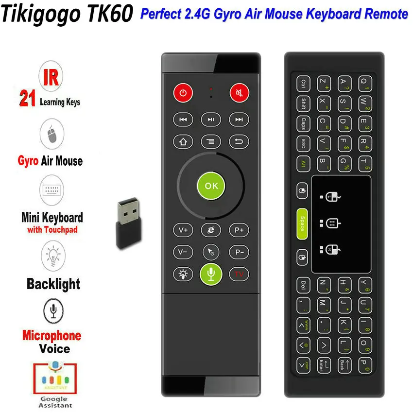 TK60 2.4G Wireless Air Mouse Keyboard Touchpad Voice 21 IR Learning for Android Smart TV Box PC PK MX3 T6 H18 remote control
TK60 2.4G Wireless Air Mouse Keyboard Touchpad Voice 21 IR Learning for Android Smart TV Box PC PK MX3 T6 H18 remote control