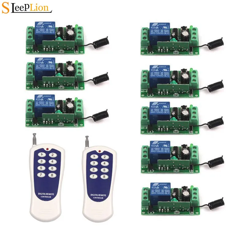 Sleeplion Universal 12V 10A Relay 1CH wireless 6-key Remote Control Switch Transmitter+6 Receiver Switch Relay 12V 315MHz/433MHz
Sleeplion Universal 12V 10A Relay 1CH wireless 6-key Remote Control Switch Transmitter+6 Receiver Switch Relay 12V 315MHz/433MHz