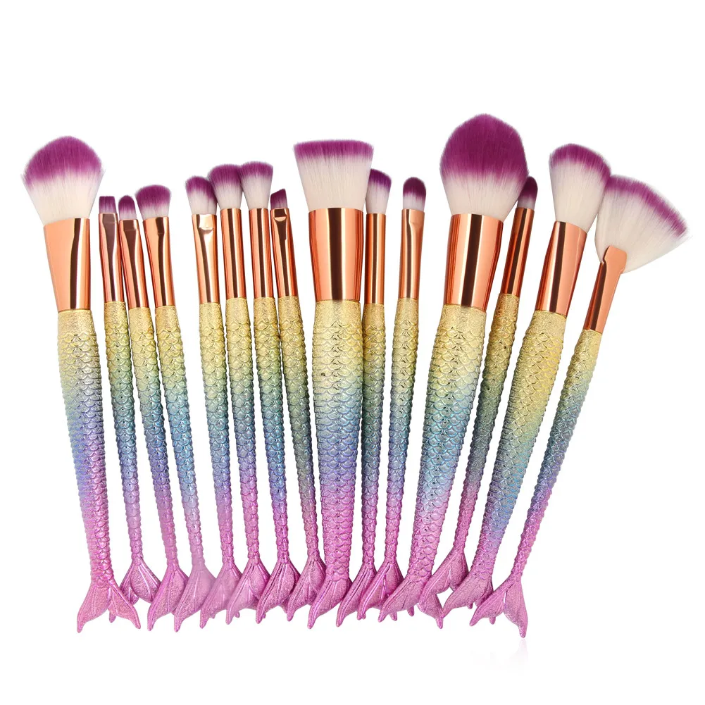 New 15PC multi-function makeup brush makeup eye makeup line pen blush concealer mermaid makeup brush set brochas maquillaje 40*
New 15PC multi-function makeup brush makeup eye makeup line pen blush concealer mermaid makeup brush set brochas maquillaje 40*