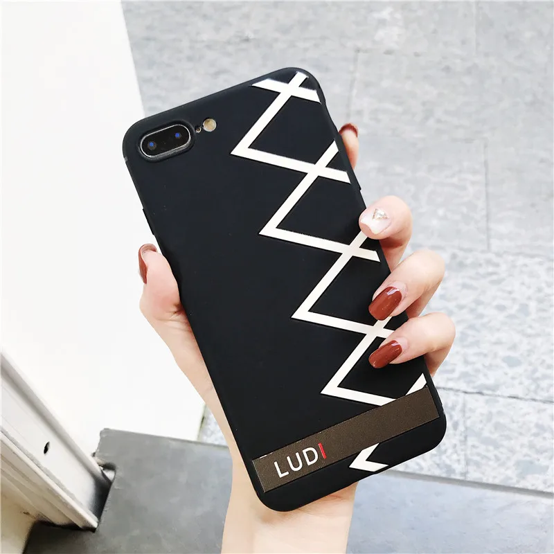 Simple Geomeric Patterned Phone Case for iPhone 7 Case for iPhone X XR XS MAX 66S78 Plus Vintage Wrist Strap Matte Back Cover08