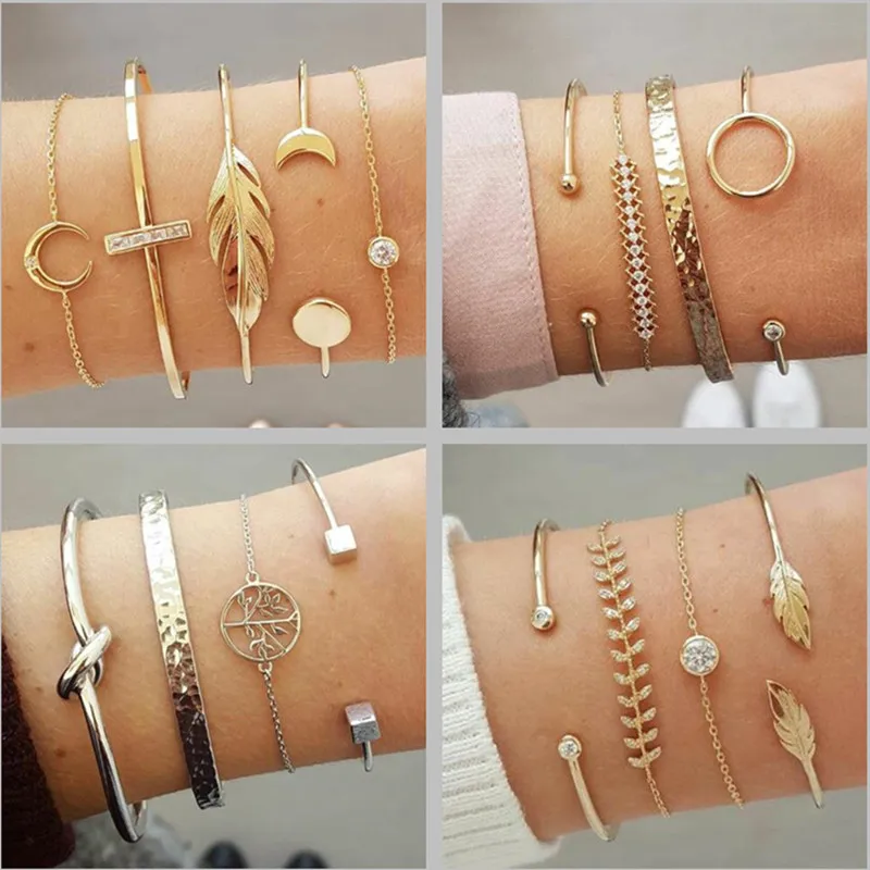 DIEZI 12 Style Gold Silver Feather Moon Charm Bracelet Sets for Women Men Retro Chain Cuff Bracelets Bangles Gift Jewelry
DIEZI 12 Style Gold Silver Feather Moon Charm Bracelet Sets for Women Men Retro Chain Cuff Bracelets Bangles Gift Jewelry