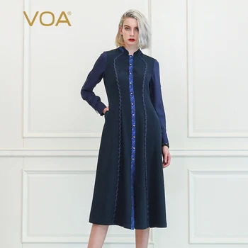VOA Navy Blue Diamonds Buttons Heavy Silk Fall Long Sleeve Elegant Shirt Dress Luxury Women Clothes Office Ladies Dresses A10075
VOA Navy Blue Diamonds Buttons Heavy Silk Fall Long Sleeve Elegant Shirt Dress Luxury Women Clothes Office Ladies Dresses A10075